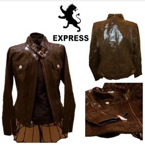 NWT Express xsmall Brown Genuine Leather Jacket